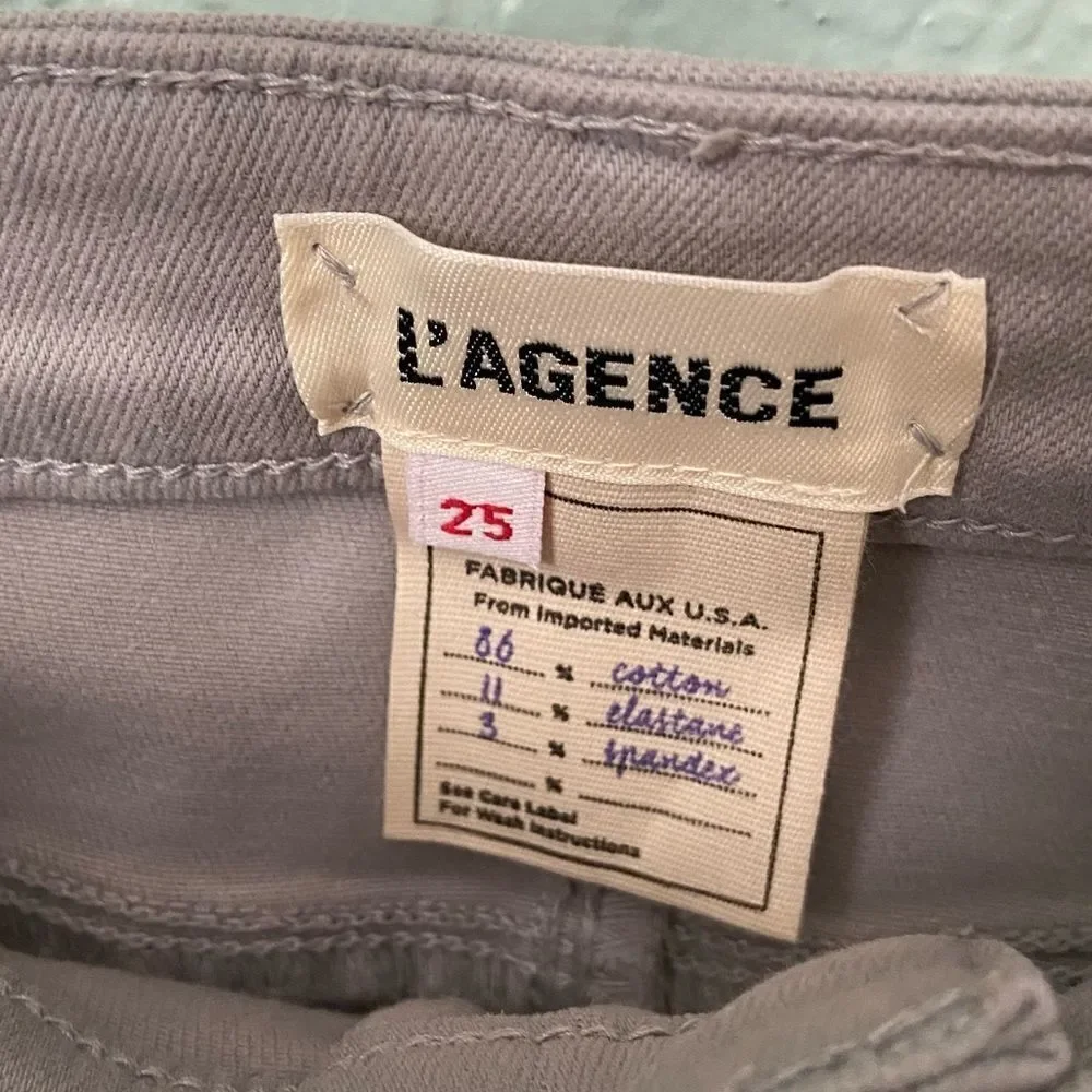 NEW L’AGENCE Margot High Rise Skinny Jeans in Cloud Coated Size 25